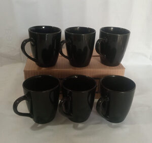 TEA MUG BLACK EGG SHAPE 06 PCS